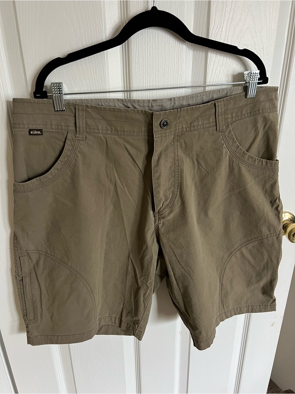 Kuhl Men's Solid Cargo Shorts Canvas Cotton Flat Front Button Pockets size 38